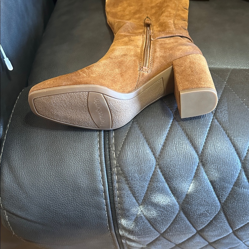 Franko Sarto Elegant Tan Suede Knee-High Boots - Picture 6 of 9